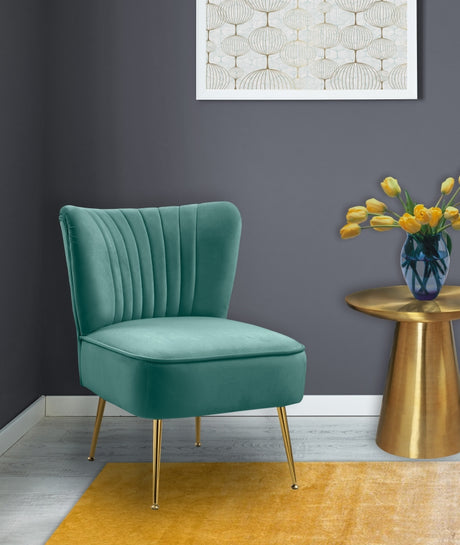Green Tess Velvet Accent Chair - 504Mint - Luna Furniture