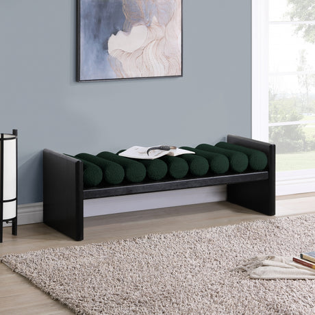 Green Waverly Boucle Fabric Bench - 178Green - Luna Furniture