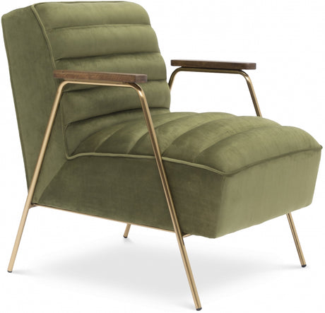 Green Woodford Velvet Accent Chair - 521Olive - Luna Furniture