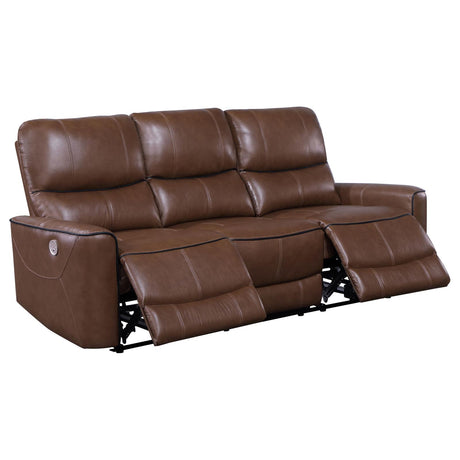 Greenfield Saddle Brown 2-Piece Upholstered Power Reclining Living Room Set from Coaster - Luna Furniture