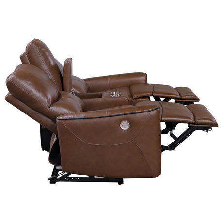 Greenfield Saddle Brown Upholstered Power Reclining Living Room Set from Coaster - Luna Furniture