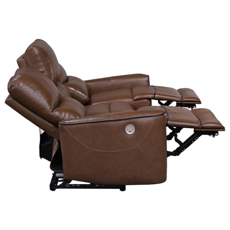 Greenfield Saddle Brown Upholstered Power Reclining Living Room Set from Coaster - Luna Furniture
