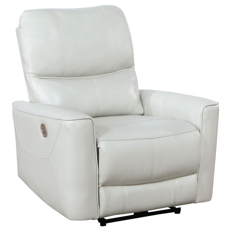 Greenfield Upholstered Power Recliner Chair Ivory - 610263P - Luna Furniture