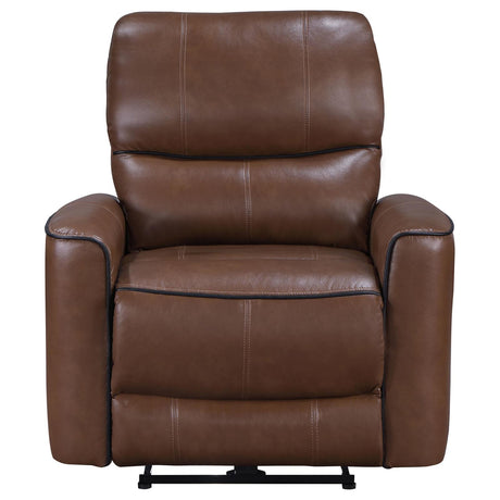 Greenfield Saddle Brown Upholstered Power Recliner Chair from Coaster - Luna Furniture