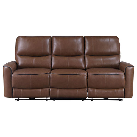 Greenfield Saddle Brown Upholstered Power Reclining Sofa from Coaster - Luna Furniture