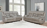 Greer Taupe Upholstered Tufted Reclining Living Room Set from Coaster - Luna Furniture