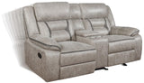 Greer Taupe Upholstered Tufted Reclining Living Room Set from Coaster - Luna Furniture