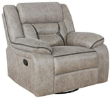 Greer Taupe Upholstered Tufted Reclining Living Room Set from Coaster - Luna Furniture