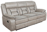 Greer Taupe Upholstered Tufted Reclining Living Room Set from Coaster - Luna Furniture