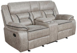 Greer Taupe Upholstered Tufted Reclining Living Room Set from Coaster - Luna Furniture