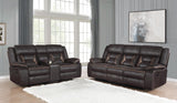 Greer Brown Upholstered Tufted Reclining Living Room Set from Coaster - Luna Furniture