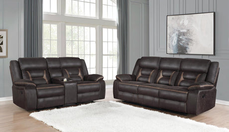 Greer Brown Upholstered 2-Piece Tufted Living Room Set from Coaster - Luna Furniture