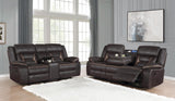 Greer Brown Upholstered Tufted Reclining Living Room Set from Coaster - Luna Furniture