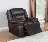 Greer Brown Upholstered Tufted Reclining Living Room Set from Coaster - Luna Furniture