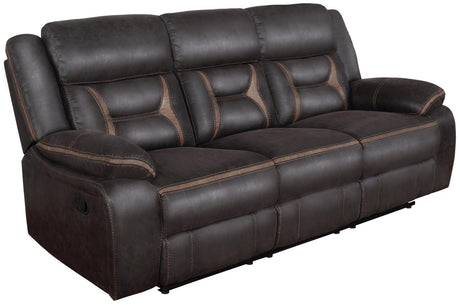Greer Brown Upholstered Tufted Reclining Living Room Set from Coaster - Luna Furniture