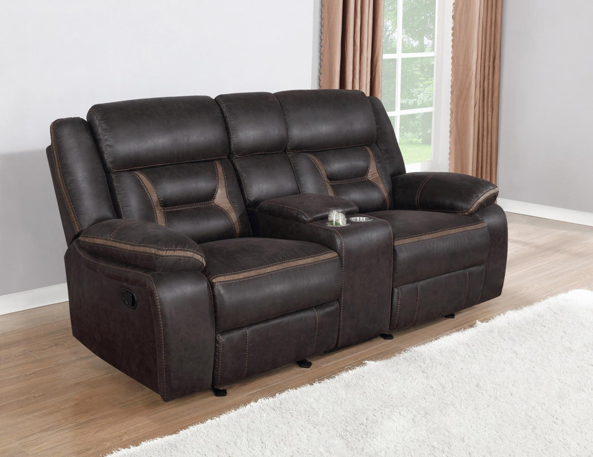 Greer Brown Upholstered Tufted Reclining Living Room Set from Coaster - Luna Furniture