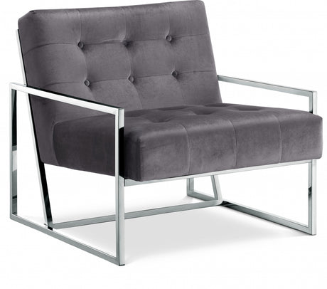 Grey Alexis Velvet Accent Chair - 522Grey - Luna Furniture