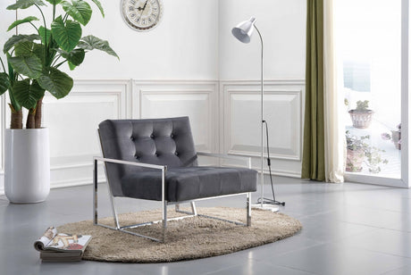 Grey Alexis Velvet Accent Chair - 522Grey - Luna Furniture