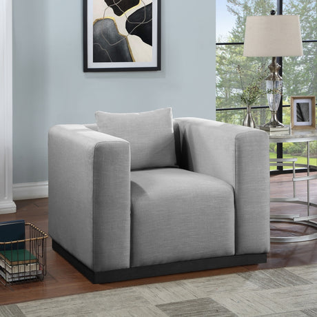Grey Alfie Linen Textured Fabic Living Room Chair - 642Grey-C - Luna Furniture