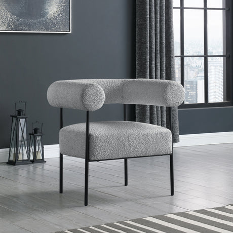 Grey Blake Boucle Fabric Accent Chair - 527Grey - Luna Furniture