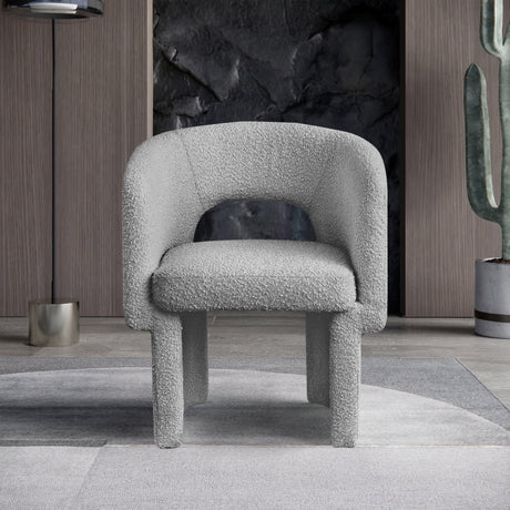 Grey Emmet Boucle Fabric Dining Chair / Accent Chair - 438Grey-C - Luna Furniture
