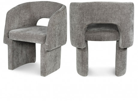 Grey Emmet Chenille Fabric Dining Chair / Accent Chair - 439Grey-C - Luna Furniture