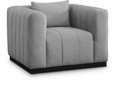 Grey Lucia Linen Textured Fabric Living Room Chair - 655Grey-C - Luna Furniture