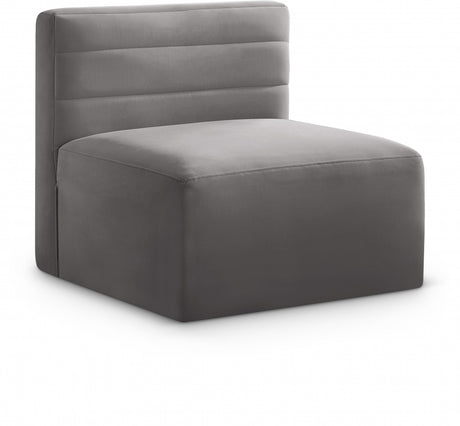 Grey Quincy Velvet Modular Cloud-Like Comfort Armless Chair - 677Grey-Armless - Luna Furniture