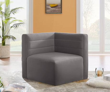 Grey Quincy Velvet Modular Cloud-Like Comfort Corner Chair - 677Grey-Corner - Luna Furniture