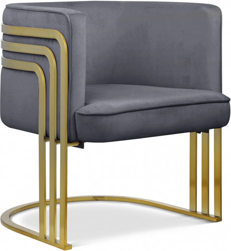 Grey Rays Velvet Accent Chair - 533Grey - Luna Furniture