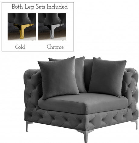 Grey Tremblay Velvet Modular Corner Chair - 686Grey-Corner - Luna Furniture