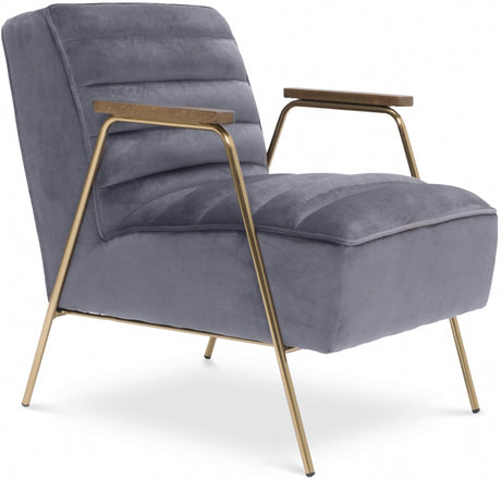 Grey Woodford Velvet Accent Chair - 521Grey - Luna Furniture