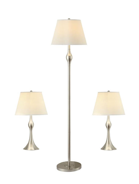 Griffin 3-piece Slender Lamp Set Brushed Nickel - 901235 - Luna Furniture