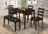Guillen Cappuccino and Dark Brown 5-Piece Dining Set with Bench from Coaster - Luna Furniture