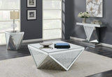 Gunilla Silver and Clear Mirror Rectangular Sofa Table with Triangle Detailing from Coaster - Luna Furniture
