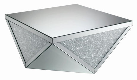 Gunilla Square Coffee Table with Triangle Detailing Silver and Clear Mirror - 722508 - Luna Furniture
