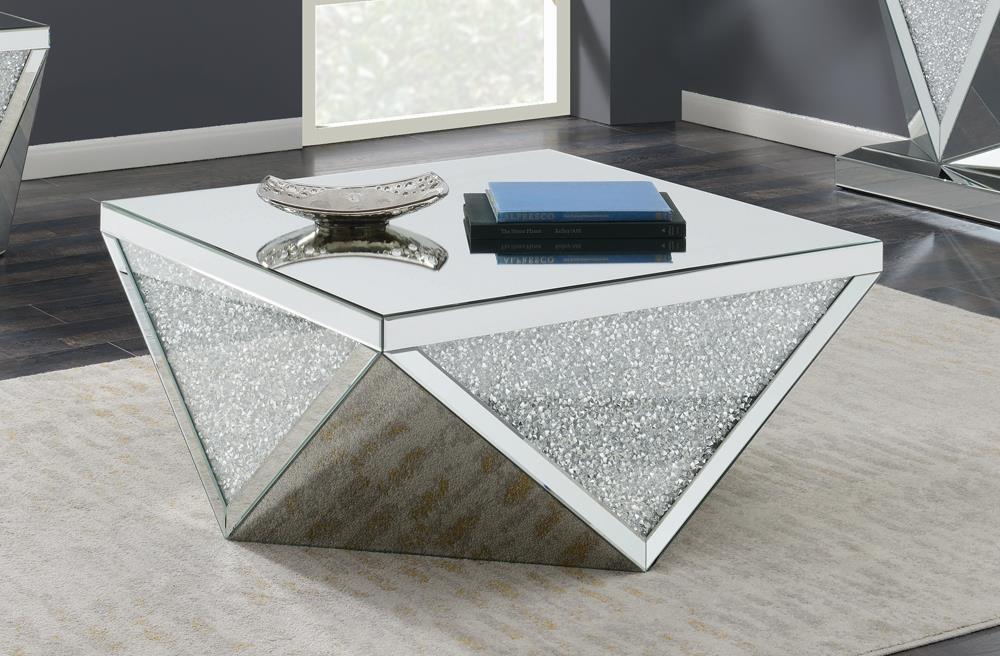Gunilla Square Coffee Table with Triangle Detailing Silver