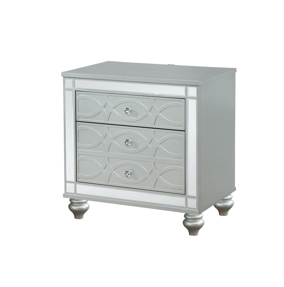 Gunnison Silver Metallic 2-Drawer Nightstand from Coaster - Luna Furniture