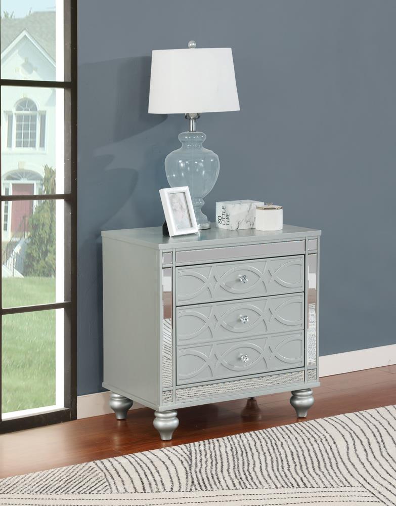 Gunnison Silver Metallic 2-Drawer Nightstand from Coaster - Luna Furniture