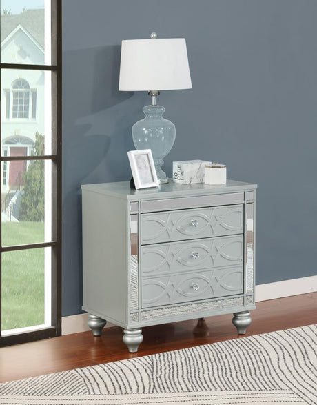 Gunnison Silver Metallic 2-Drawer Nightstand from Coaster - Luna Furniture