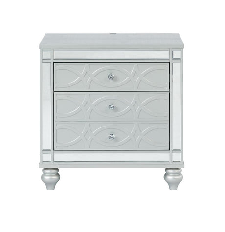 Gunnison Silver Metallic 2-Drawer Nightstand from Coaster - Luna Furniture