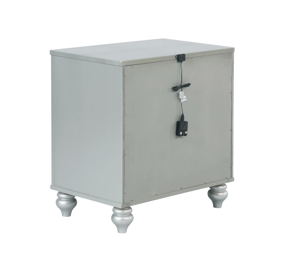 Gunnison Silver Metallic 2-Drawer Nightstand from Coaster - Luna Furniture