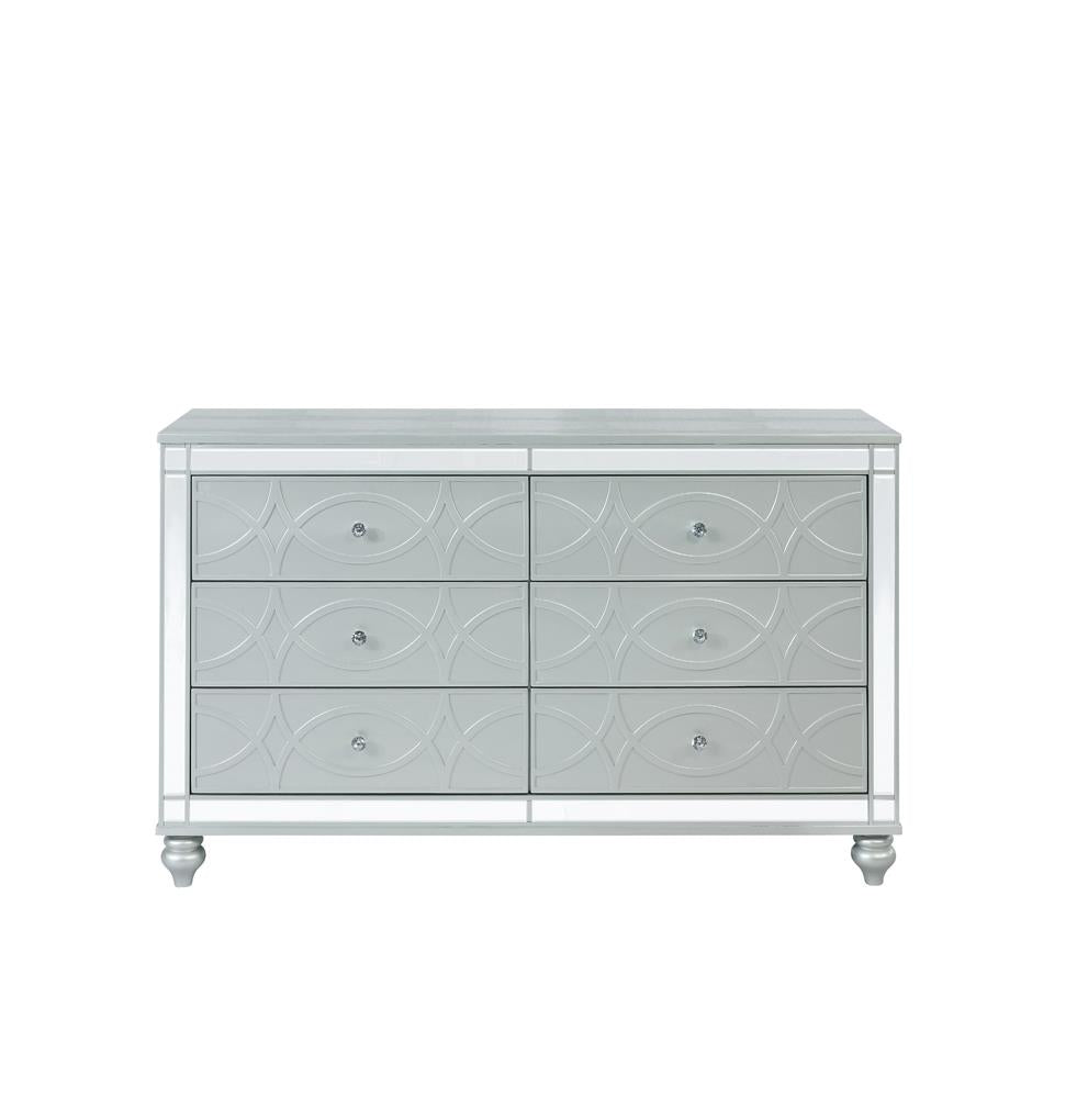 Gunnison Silver Metallic 6-Drawer Dresser from Coaster - Luna Furniture