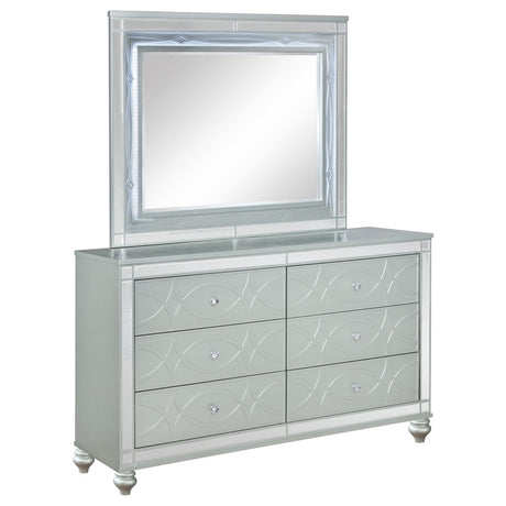Gunnison 6-drawer Dresser with Mirror Silver Metallic - 223213M - Luna Furniture