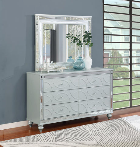Gunnison Silver Metallic 6-Drawer Dresser with Mirror from Coaster - Luna Furniture