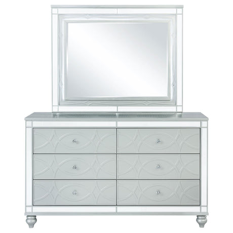 Gunnison Silver Metallic 6-Drawer Dresser with Mirror from Coaster - Luna Furniture