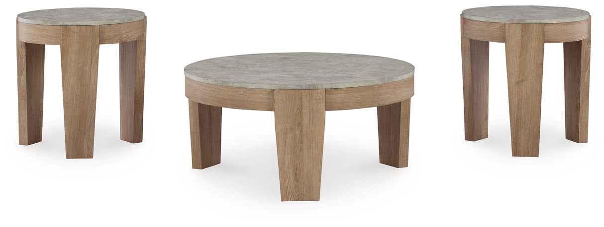 Guystone Light Brown Table (Set of 3) - T237-13 - Luna Furniture