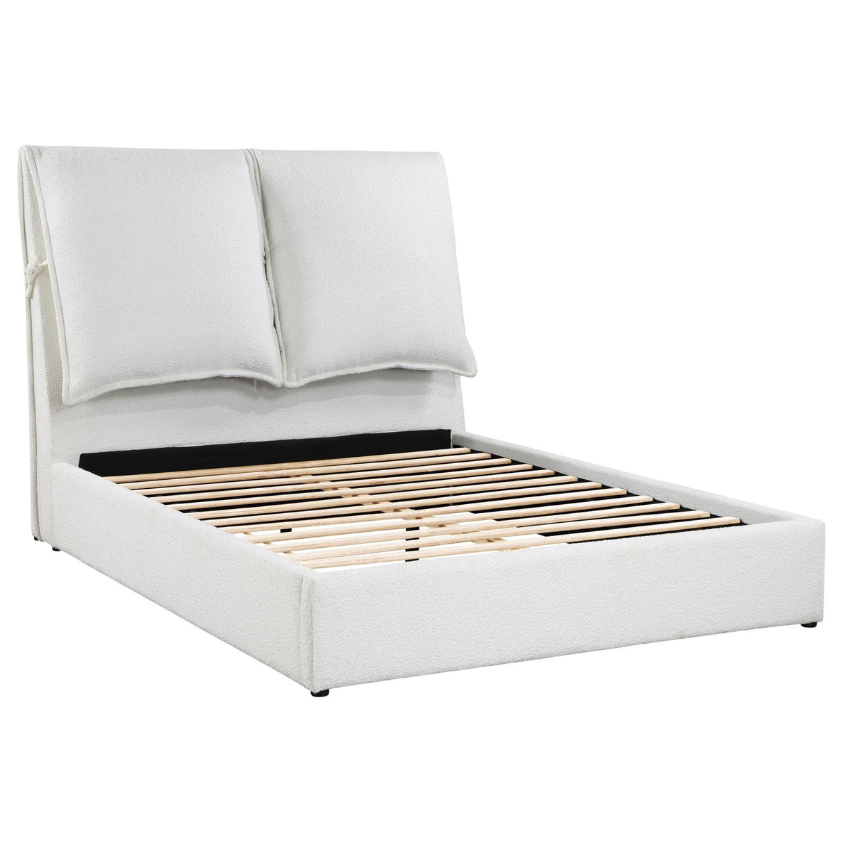 Gwendoline White Upholstered Queen Platform Bed with Pillow Headboard from Coaster - Luna Furniture