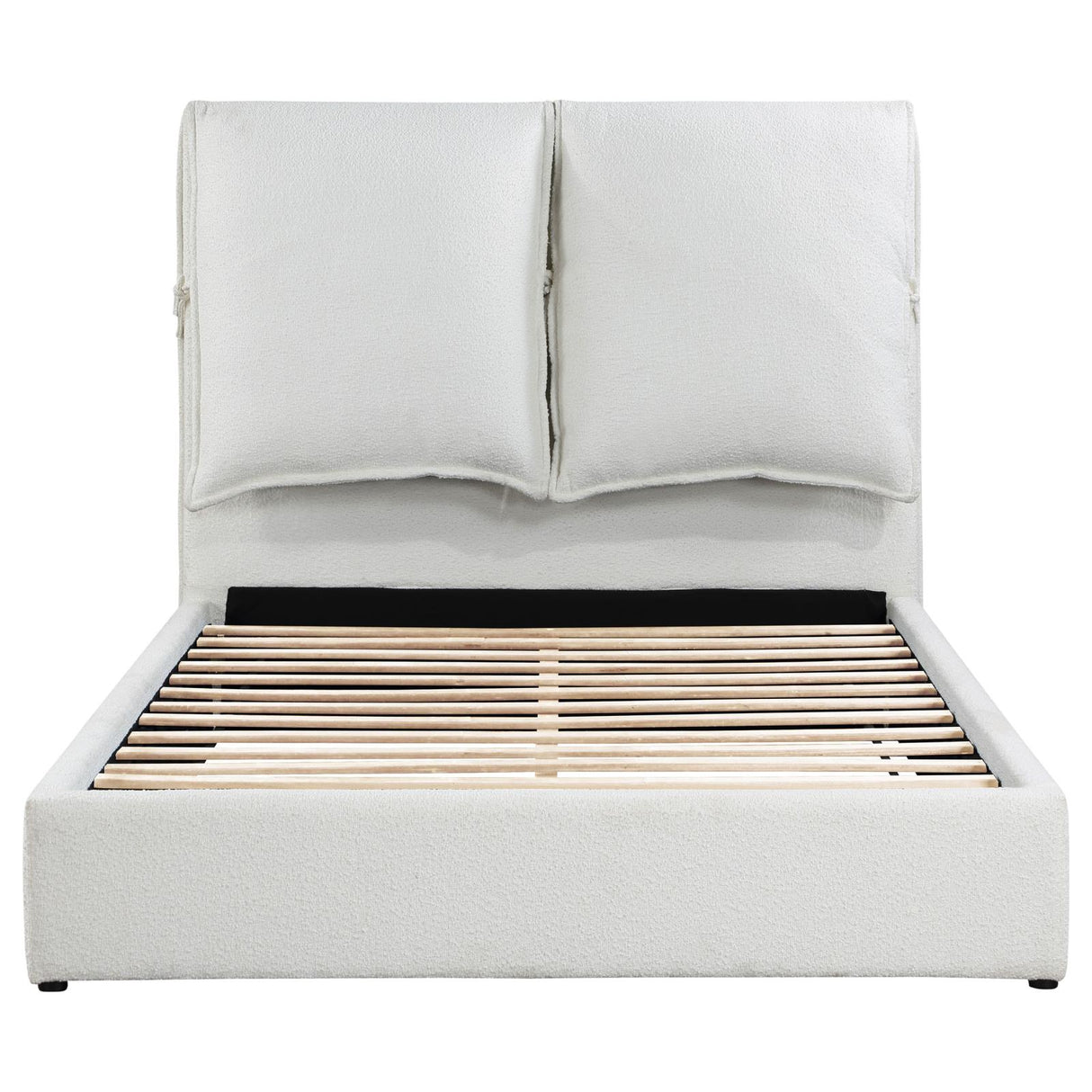 Gwendoline White Upholstered Queen Platform Bed with Pillow Headboard from Coaster - Luna Furniture