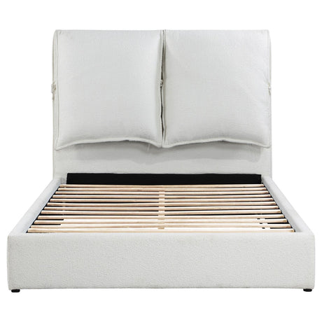 Gwendoline White Upholstered Queen Platform Bed with Pillow Headboard from Coaster - Luna Furniture